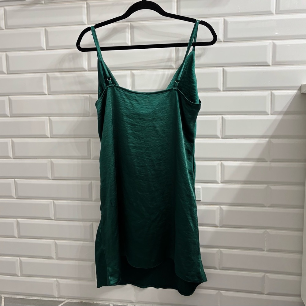Nasty Gal Women’s 12 Cowl Neck Satin Slip Mini Dress, Green - Picture 3 of 7